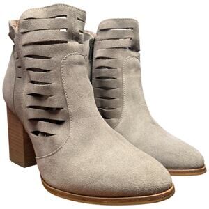 SEYCHELLES Let's Go Crazy Women 8.5 Taupe Suede Cutout Block Heel Ankle Boots